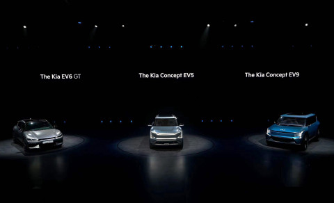 기아 EV 데이(KIA EV Day)에 전시된 EV6 GT, 콘셉트 EV5, 콘셉트 EV9